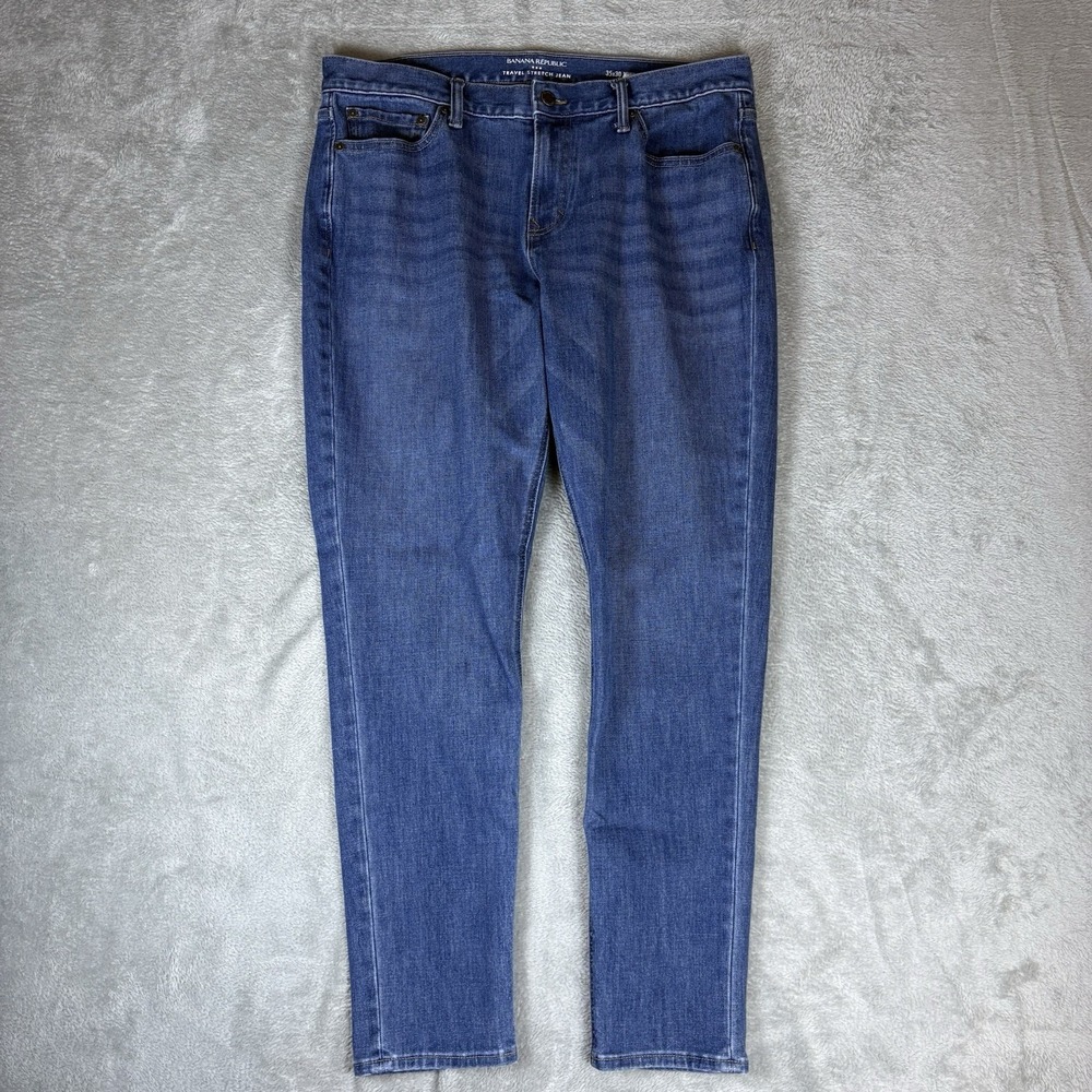 Banana Republic Travel Skinny Fit‎ Jeans Mens 35x30 (Fits 36x30) Blue Stretch